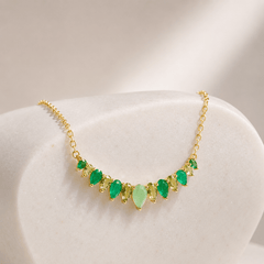 Collier - Argent 925 doré Or jaune 18k, Onyx, Aventurine et Péridot - Maison Di Giorgio
