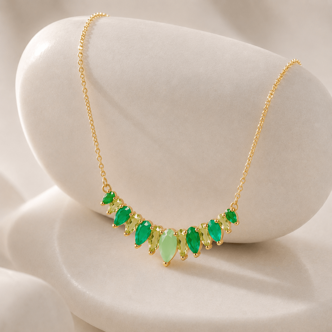 Collier - Argent 925 doré Or jaune 18k, Onyx, Aventurine et Péridot - Maison Di Giorgio