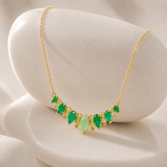 Collier - Argent 925 doré Or jaune 18k, Onyx, Aventurine et Péridot - Maison Di Giorgio