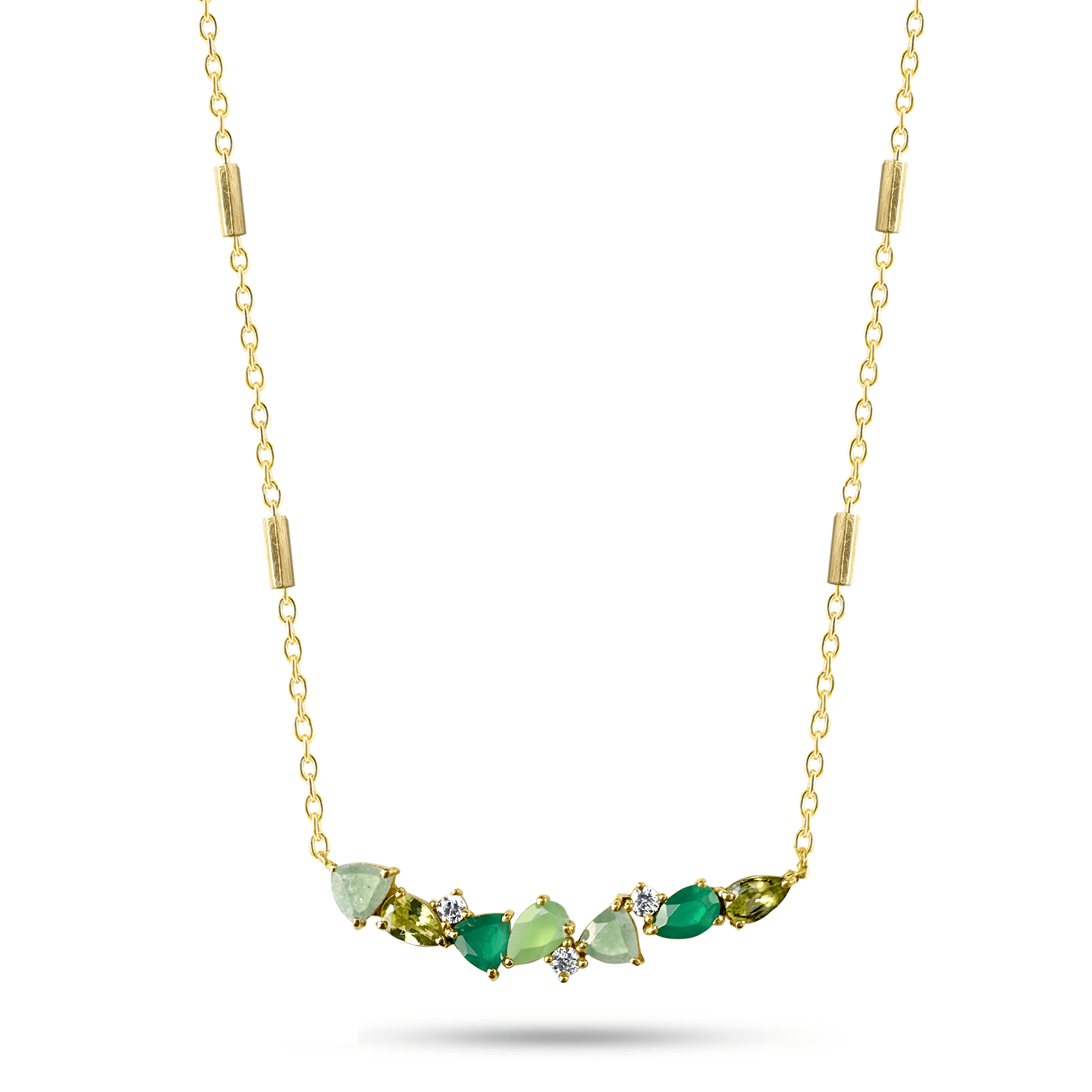 Collier en Argent 925 doré Or jaune 18k assemblé d'Aventurine