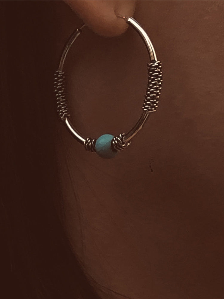 Boucles d'oreilles en Argent 925 assemblées de Turquoise - Maison Di Giorgio