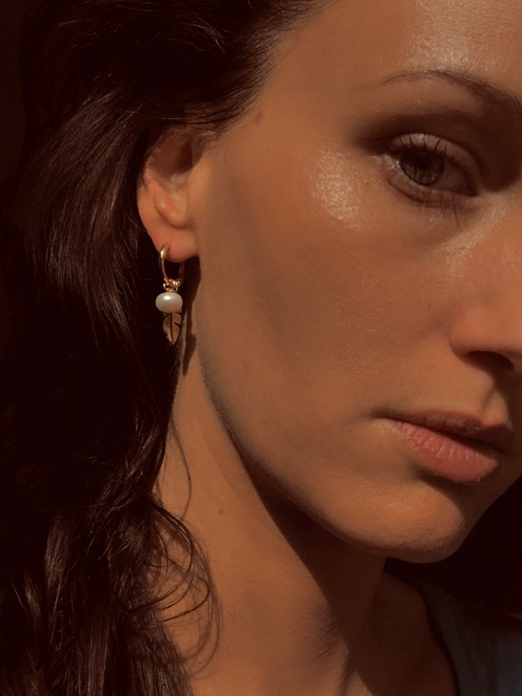 Boucles d'oreilles en Argent 925 doré Or jaune 18k assemblées de Perle d'eau douce - Maison Di Giorgio