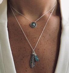 Collier en Argent 925 plaqué Argent assemblé de Turquoise - Maison Di Giorgio