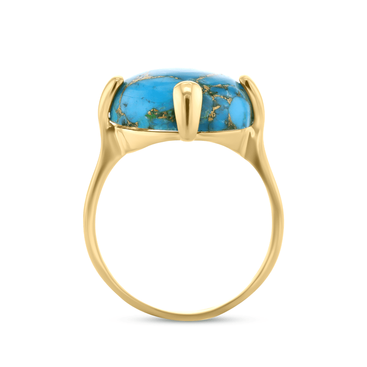 Bague en Argent 925 doré Or jaune 18k assemblée de Turquoise - Maison Di Giorgio