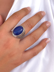 Bague en Argent 925 plaqué Argent assemblée de Lapis-lazuli