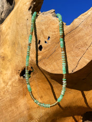 Collier perles doré Or jaune 18k assemblé de Chrysoprase