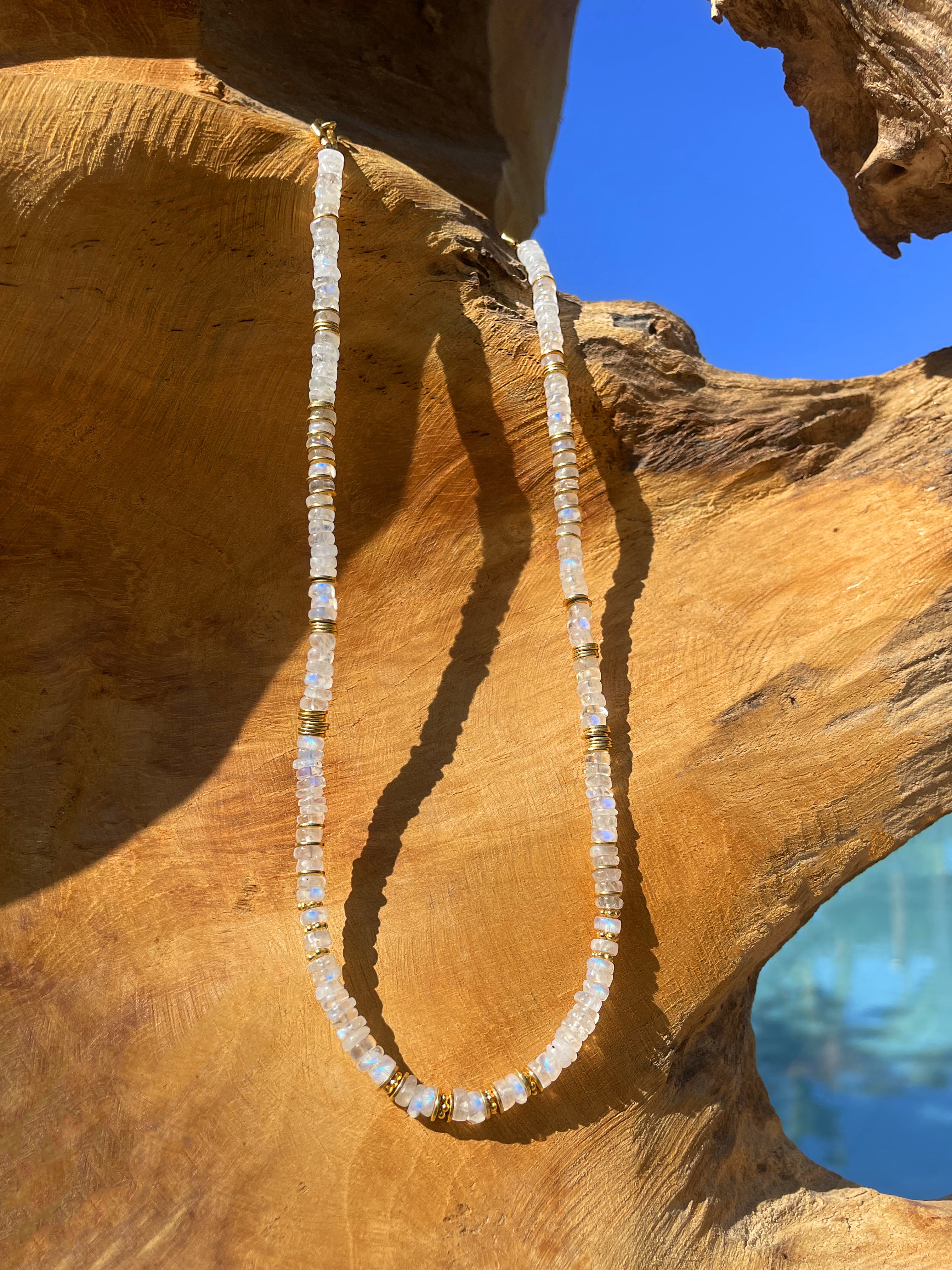 Collier perles doré Or jaune 18k assemblé d'opale rose - Maison Di Giorgio