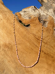 Collier perles doré Or jaune 18k assemblé d'opale rose