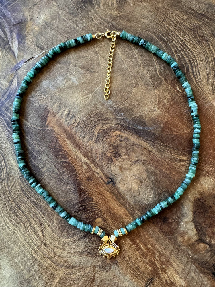 Collier perles doré Or jaune 18k, Jade & Pierre de lune - Maison Di Giorgio