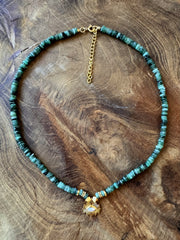 Collier perles doré Or jaune 18k, Jade & Pierre de lune - Maison Di Giorgio