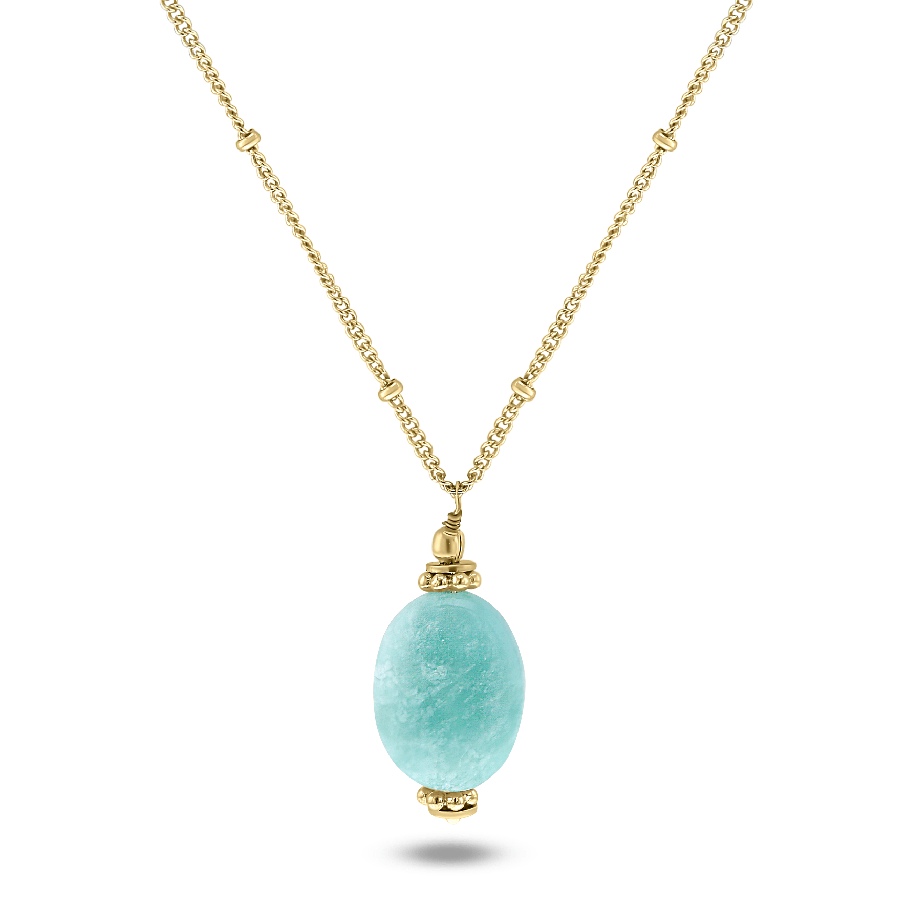 Collier doré Or jaune 18k assemblé d'Amazonite - Maison Di Giorgio