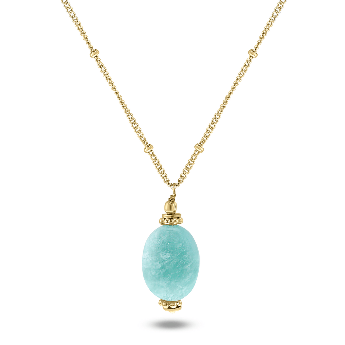 Collier doré Or jaune 18k assemblé d'Amazonite - Maison Di Giorgio