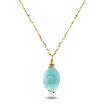 Collier doré Or jaune 18k assemblé d'Amazonite - Maison Di Giorgio