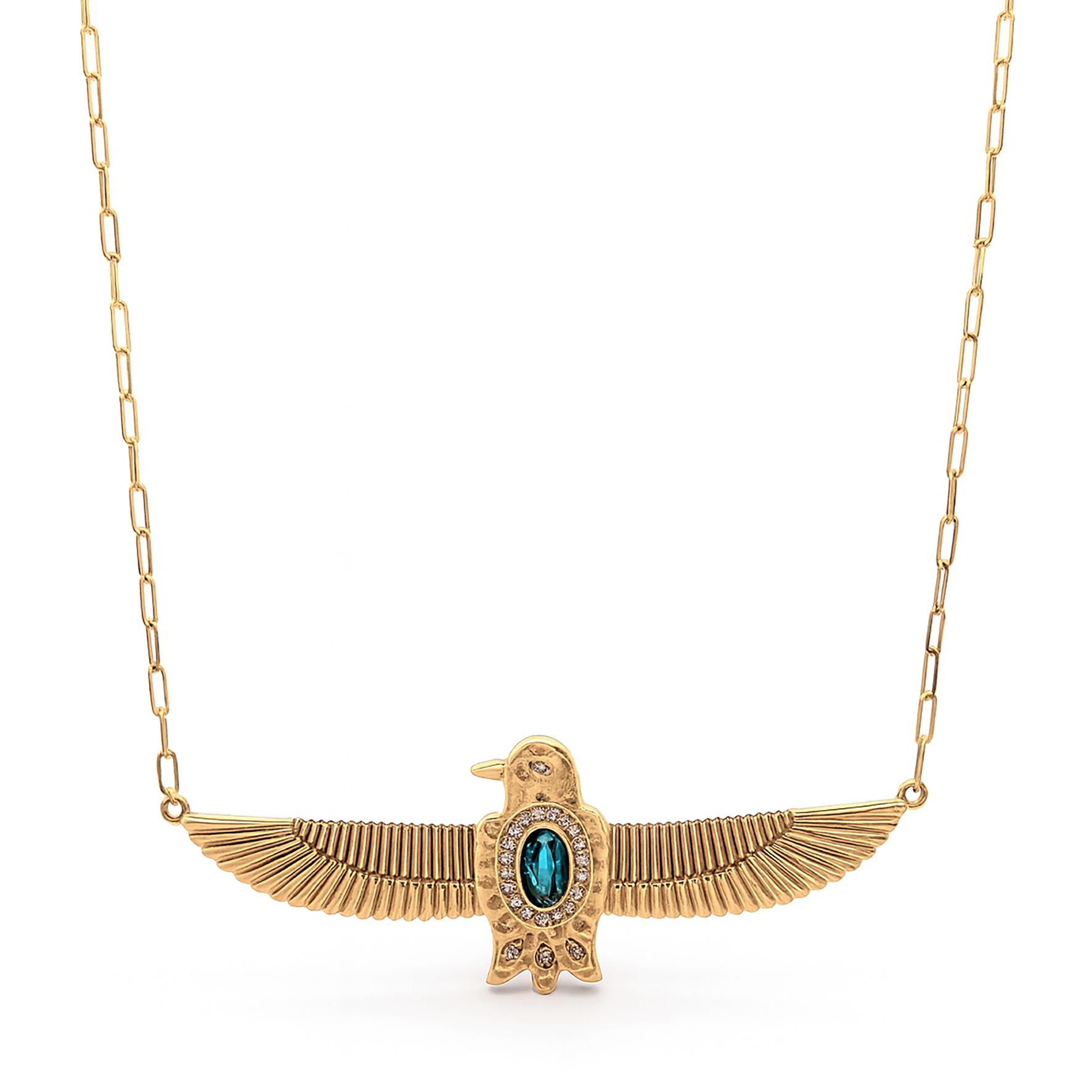 Collier doré Or jaune 18k assemblé de Topaze bleue - Maison Di Giorgio