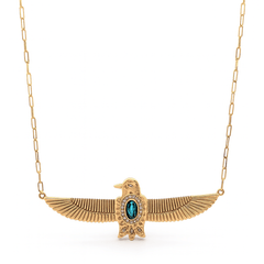 Collier doré Or jaune 18k assemblé de Topaze bleue - Maison Di Giorgio