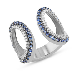 Bague en Argent 925 plaquée au Rhodium assemblée de Spinelle bleue et Oxyde de zirconium