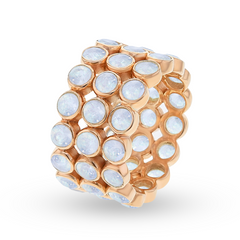 Bague en Argent 925 doré Or rose 18k assemblée de Pierre de lune