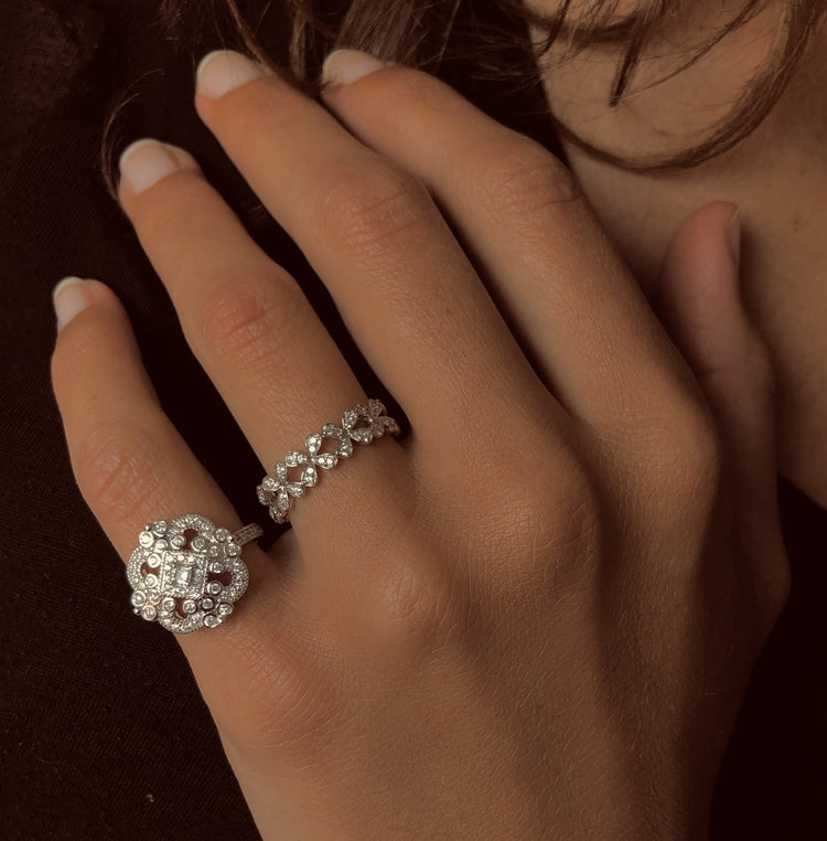 Bague en Argent 925 plaqué Rhodium assemblée d'oxyde de zirconium - Maison Di Giorgio