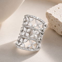 Bague Argentée assemblée d'Oxyde de zirconium