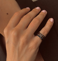 Bague en Argent 925 plaquée Or rose 18k et Or noir assemblée d'oxyde de zirconium noir