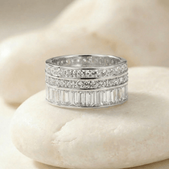 Bague en Argent 925 plaqué Rhodium assemblée d'Oxyde de Zirconium - Maison Di Giorgio