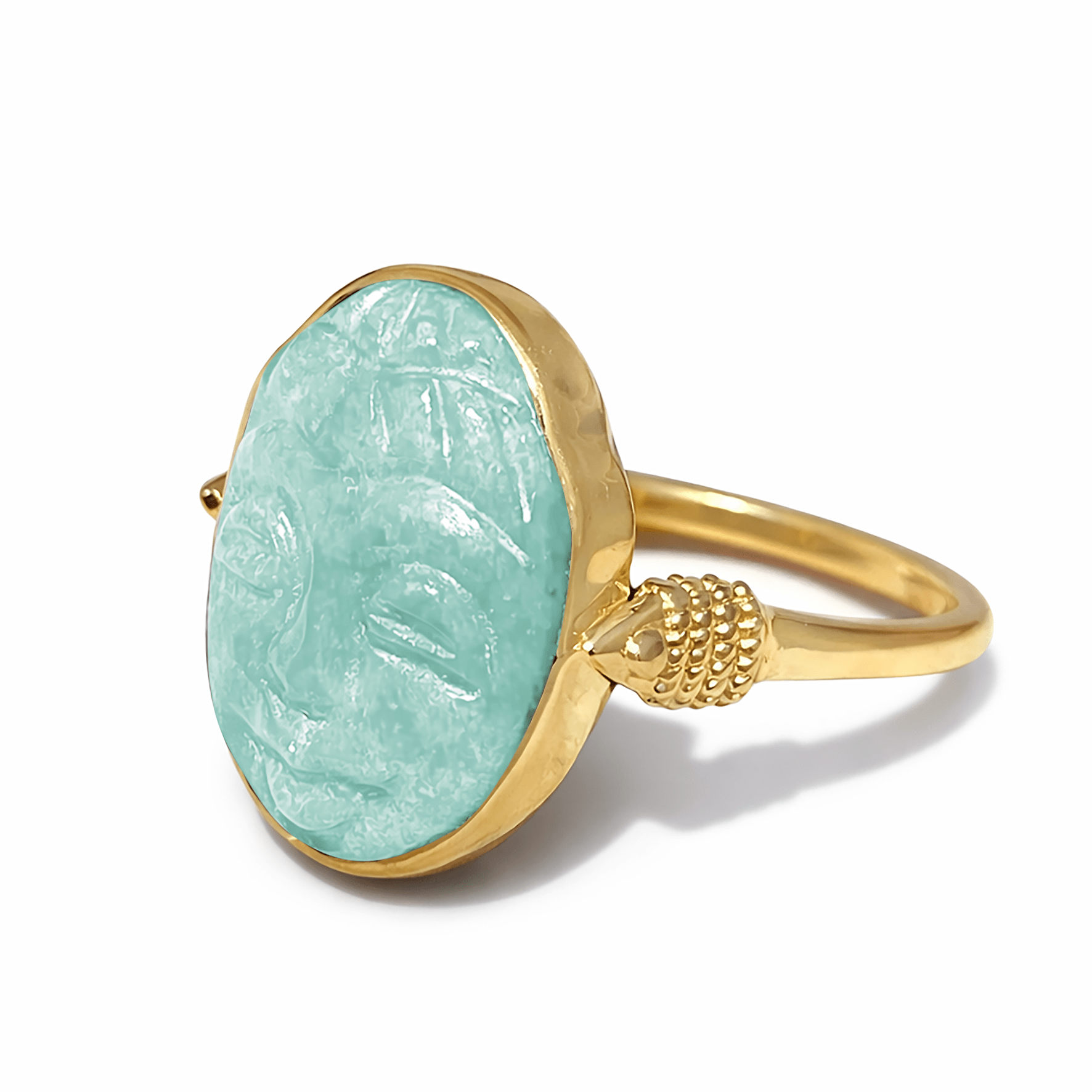 Bague dorée Or jaune 18k assemblée d'Amazonite - Maison Di Giorgio