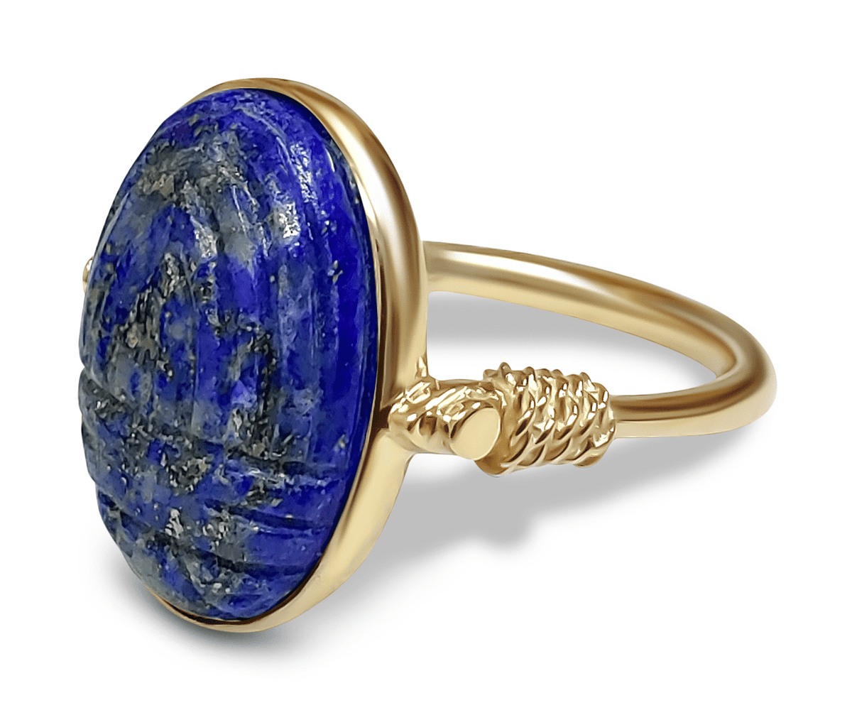 Bague dorée Or jaune 18k assemblée de Lapis - lazuli - Maison Di Giorgio