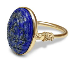 Bague dorée Or jaune 18k assemblée de Lapis - lazuli - Maison Di Giorgio