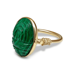 Bague dorée Or jaune 18k assemblée de Malachite - Maison Di Giorgio