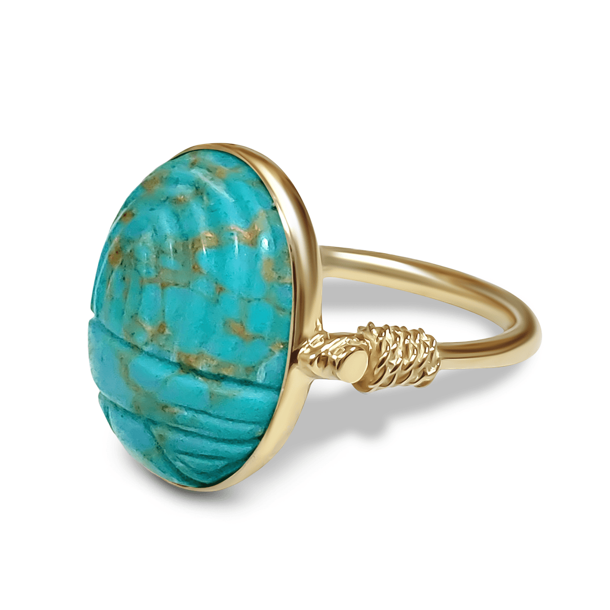 Bague dorée Or jaune 18k assemblée de Turquoise - Maison Di Giorgio