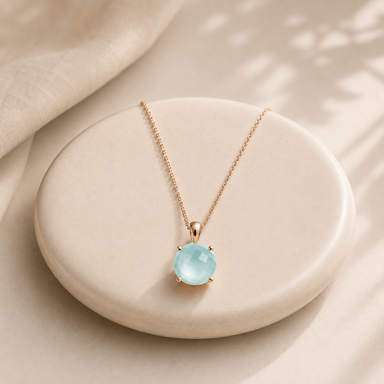 Collier - Argent 925 doré Or rose 18k, Calcédoine - Maison Di Giorgio