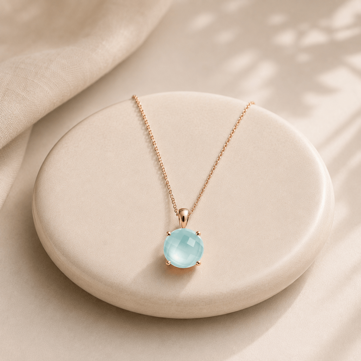 Collier - Argent 925 doré Or rose 18k, Calcédoine - Maison Di Giorgio