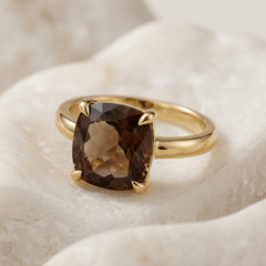 Bague - Argent 925 doré Or jaune 18k, Quartz fumé - Maison Di Giorgio