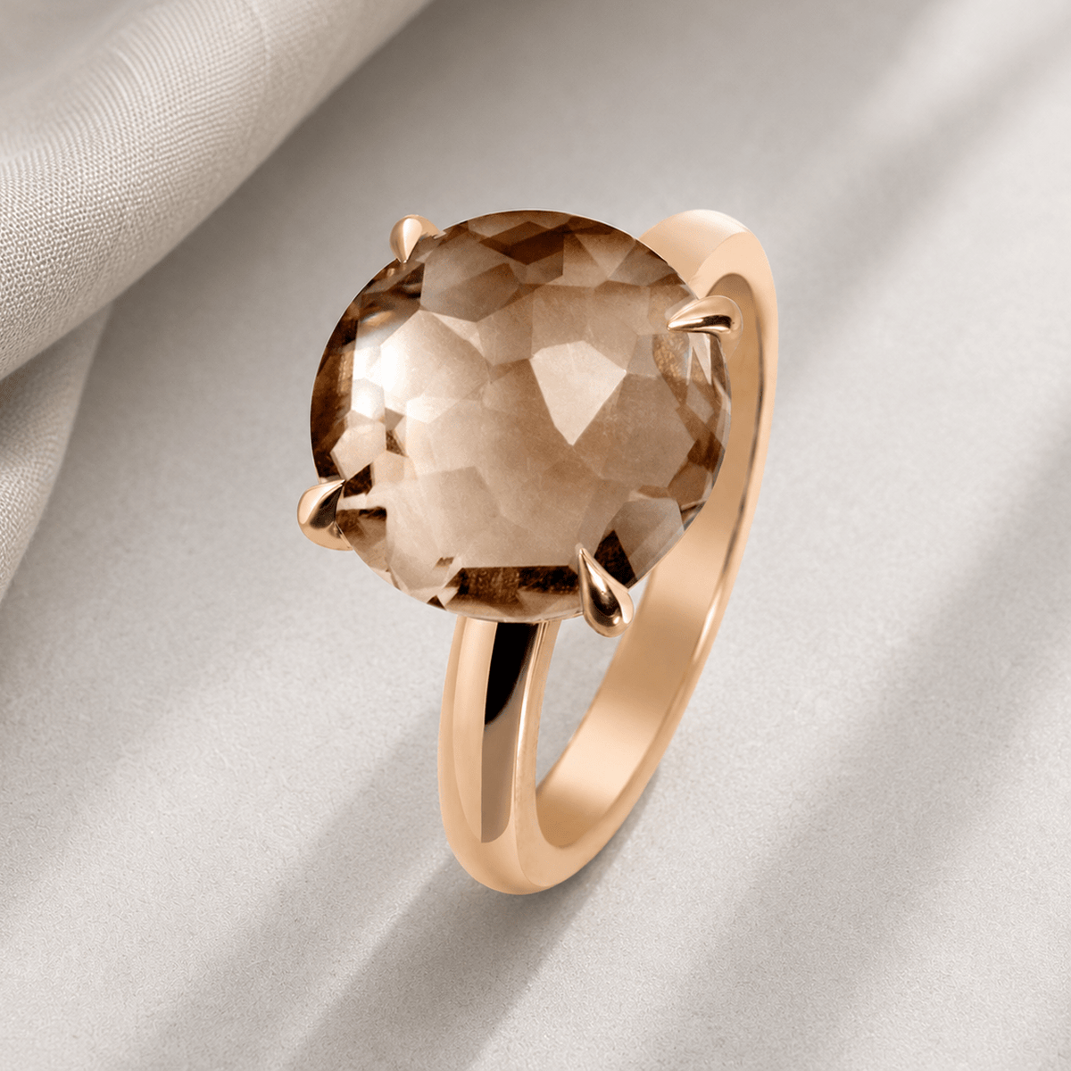 Bague - Argent 925 doré Or jaune 18k, Quartz fumé - Maison Di Giorgio