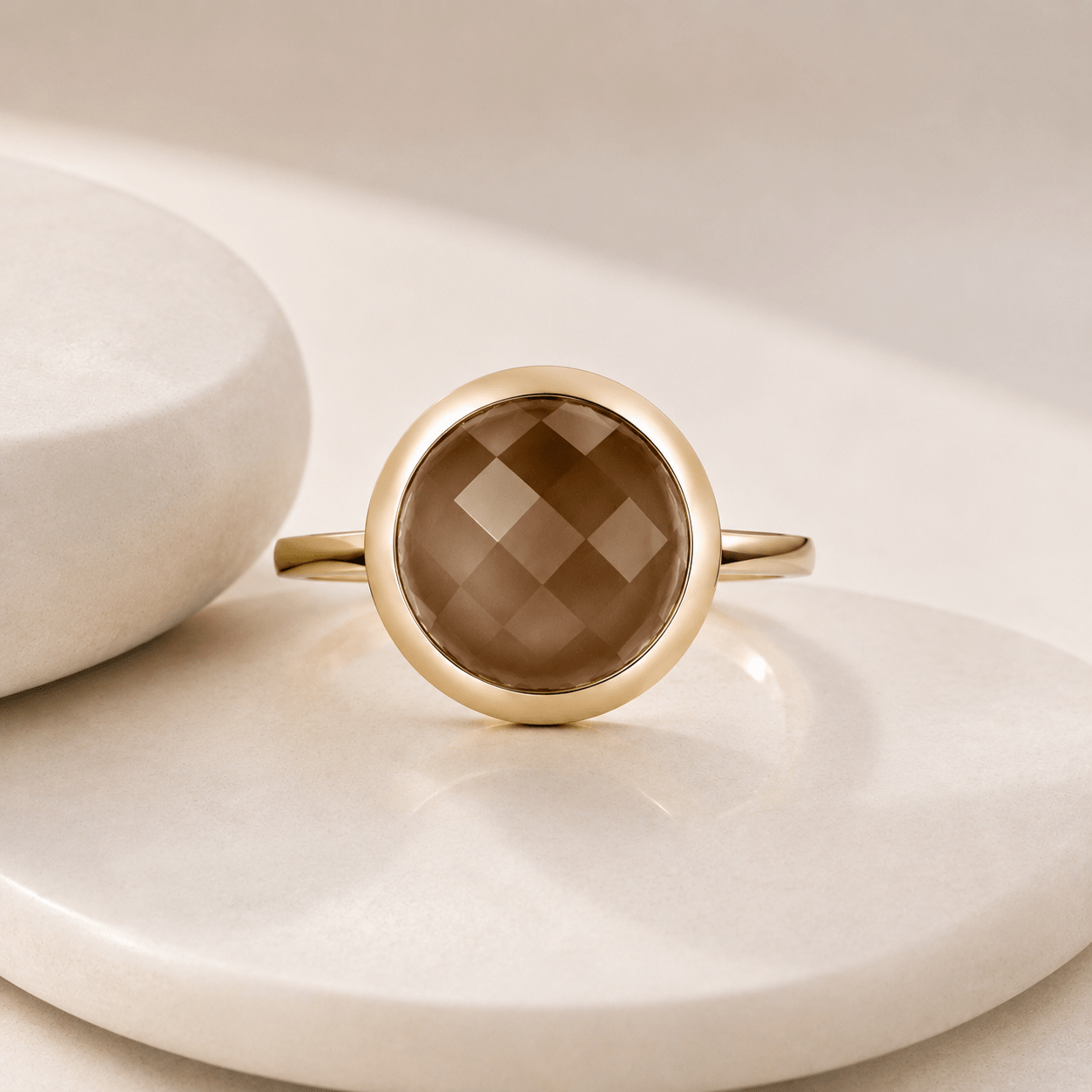 Bague - Argent 925 doré Or jaune 18k, Quartz fumé - Maison Di Giorgio