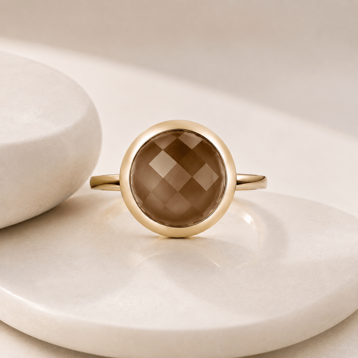 Bague - Argent 925 doré Or jaune 18k, Quartz fumé - Maison Di Giorgio