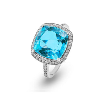 Bague en Argent 925 plaqué Rhodium assemblée de Quartz naturel et d'Oxyde de zirconium - Maison Di Giorgio