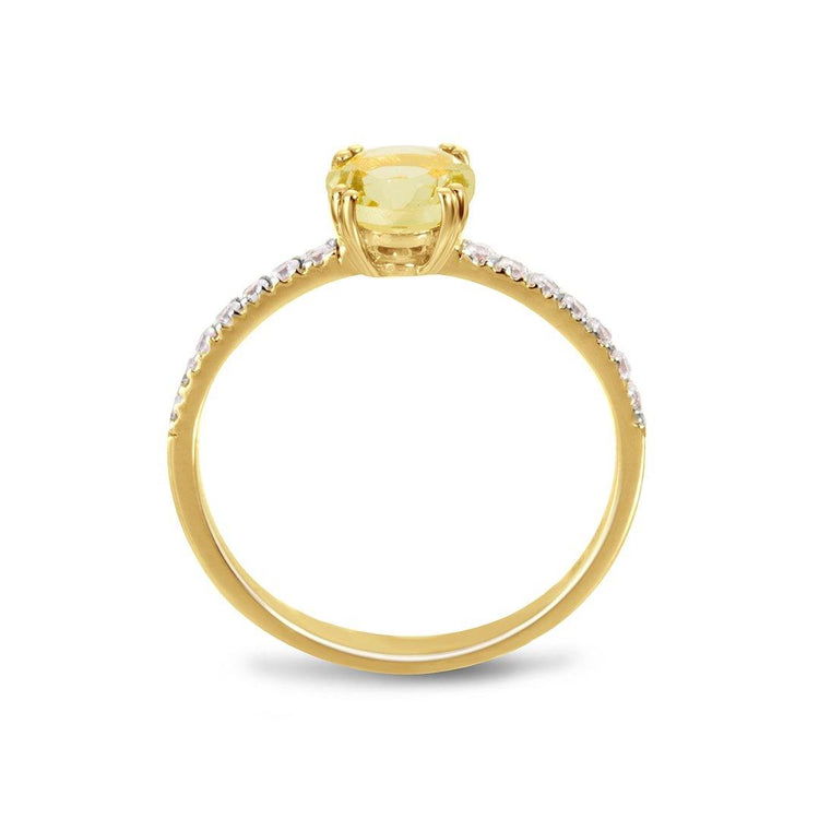 Bague en Argent 925 doré Or jaune 18k assemblée de Citrine et Oxyde de zirconium - Maison Di Giorgio