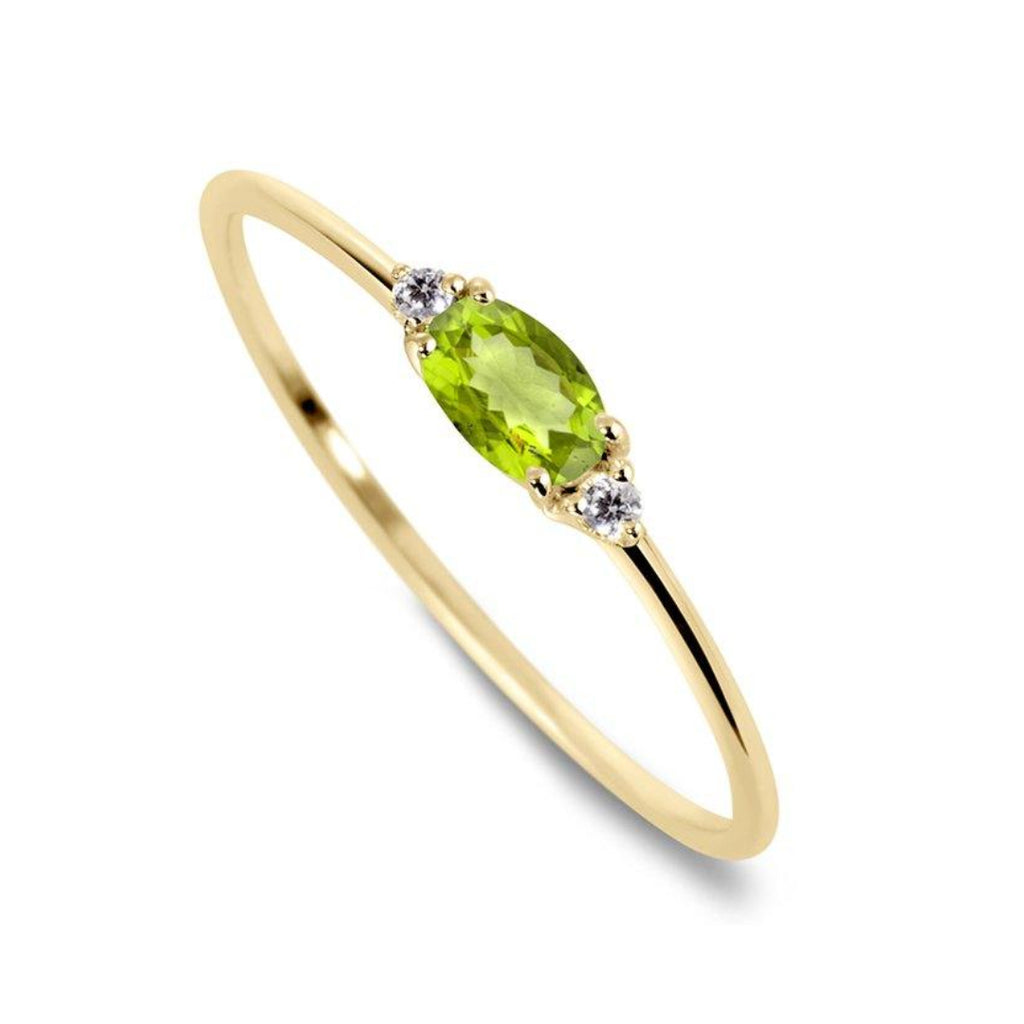 Bague Argent 925 Rhodié Large Péridot Rond - Bijou Créateur LES POULETTES