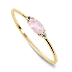 Bague en Argent 925 plaquée Or jaune 18k assemblée de Quartz rose et Oxyde de zirconium