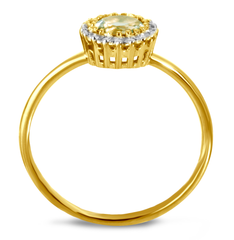 Bague en Argent 925 plaquée Or jaune 18k assemblée d'Améthyste verte et Oxyde de zirconium