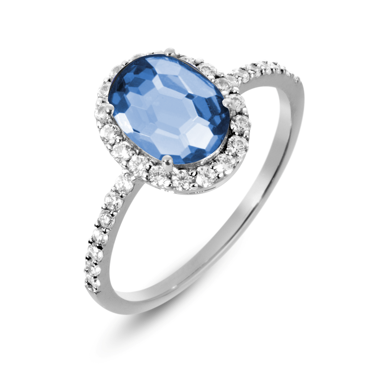 Ring in 925 Silver plated with Rhodium and assembled with Blue
