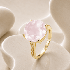 Bague - Argent 925 doré Or jaune 18k, Quartz et Oxyde de zirconium - Maison Di Giorgio