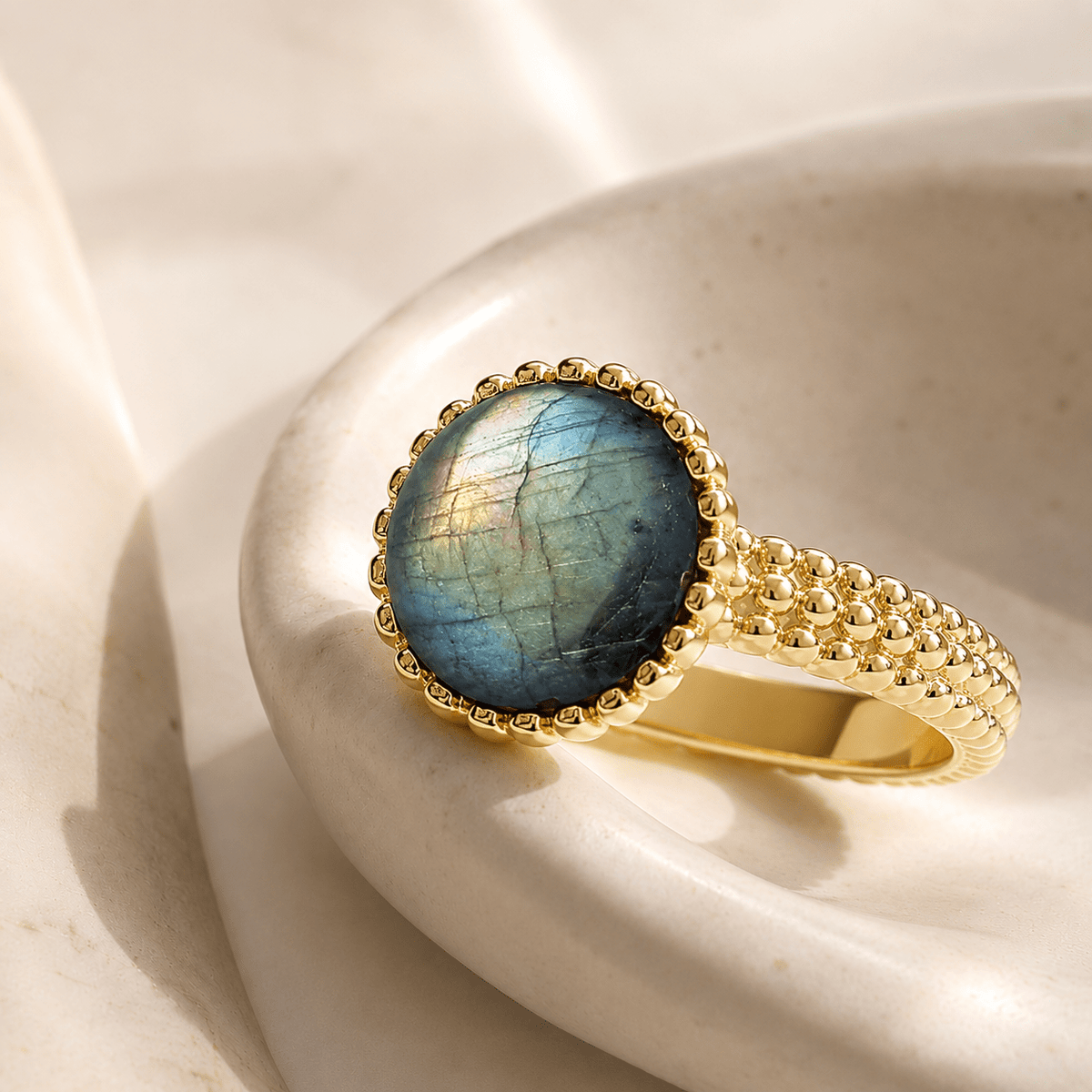 Bague - Argent 925 doré Or jaune 18k, Labradorite - Maison Di Giorgio