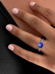 Bague en Argent 925 plaqué Argent assemblée de Lapis-lazuli