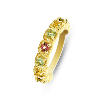 Bague en Argent 925 doré Or jaune 18k assemblée de Multi Tourmaline - Maison Di Giorgio