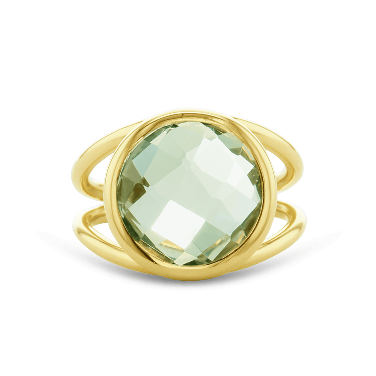 Bague en Argent 925 doré Or jaune 18k assemblée d'Améthyste verte - Maison Di Giorgio