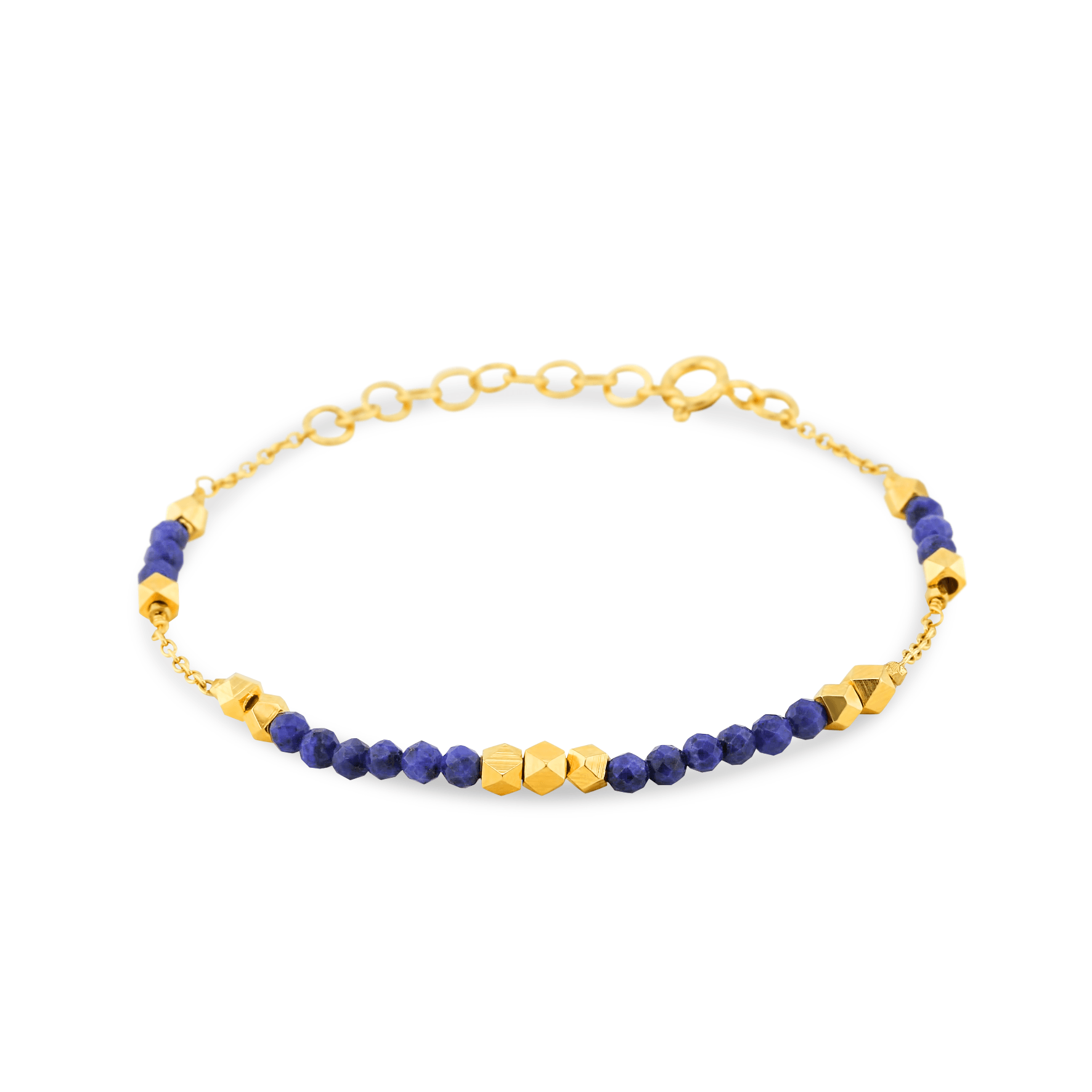 Bracelet doré Or jaune 18k assemblé de Lapis - lazuli - Maison Di Giorgio