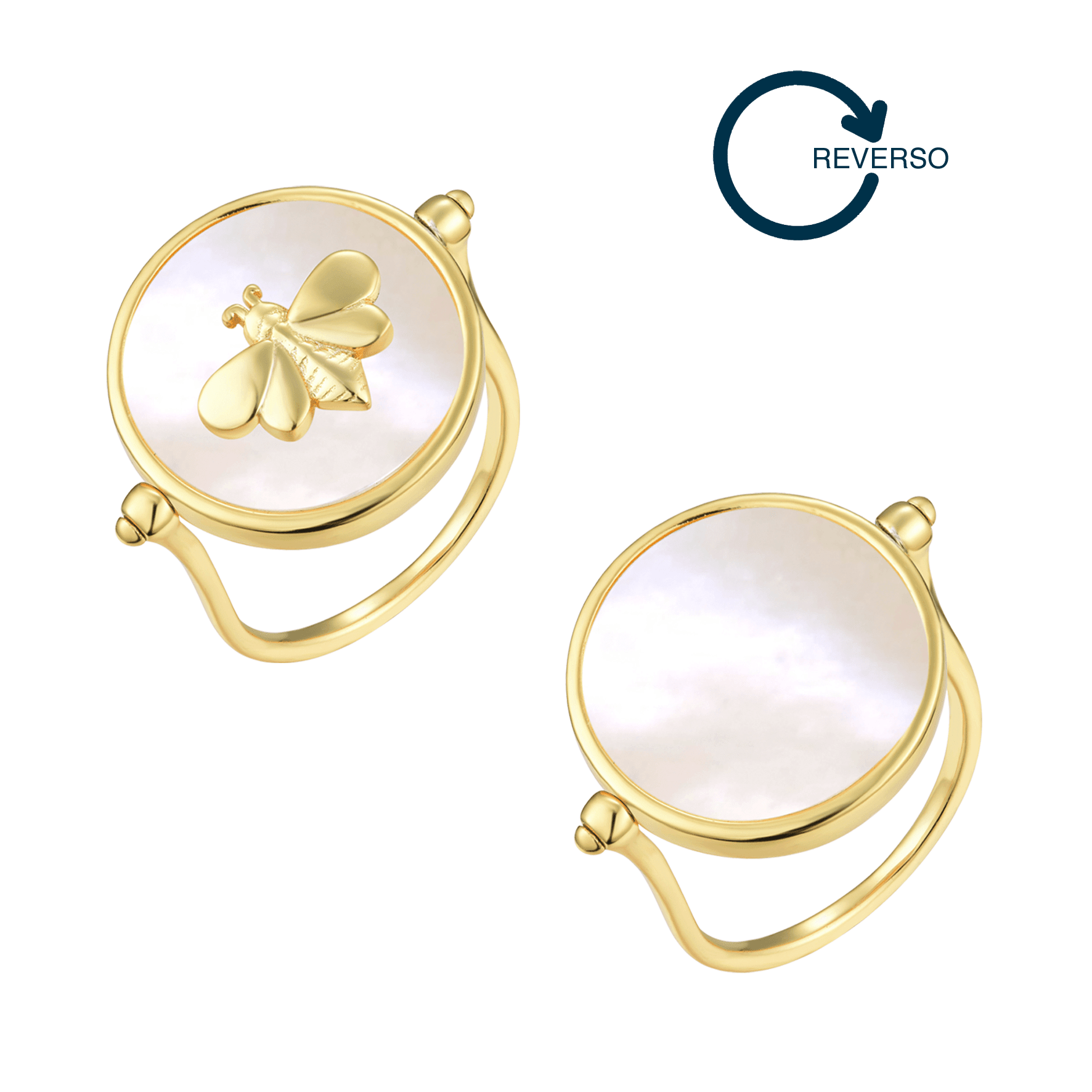 Bague dorée Or jaune 18, Nacre - Maison Di Giorgio