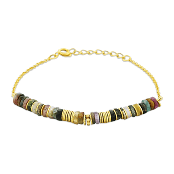 Bracelet perles doré Or jaune 18k assemblé de Tourmaline - Maison Di Giorgio